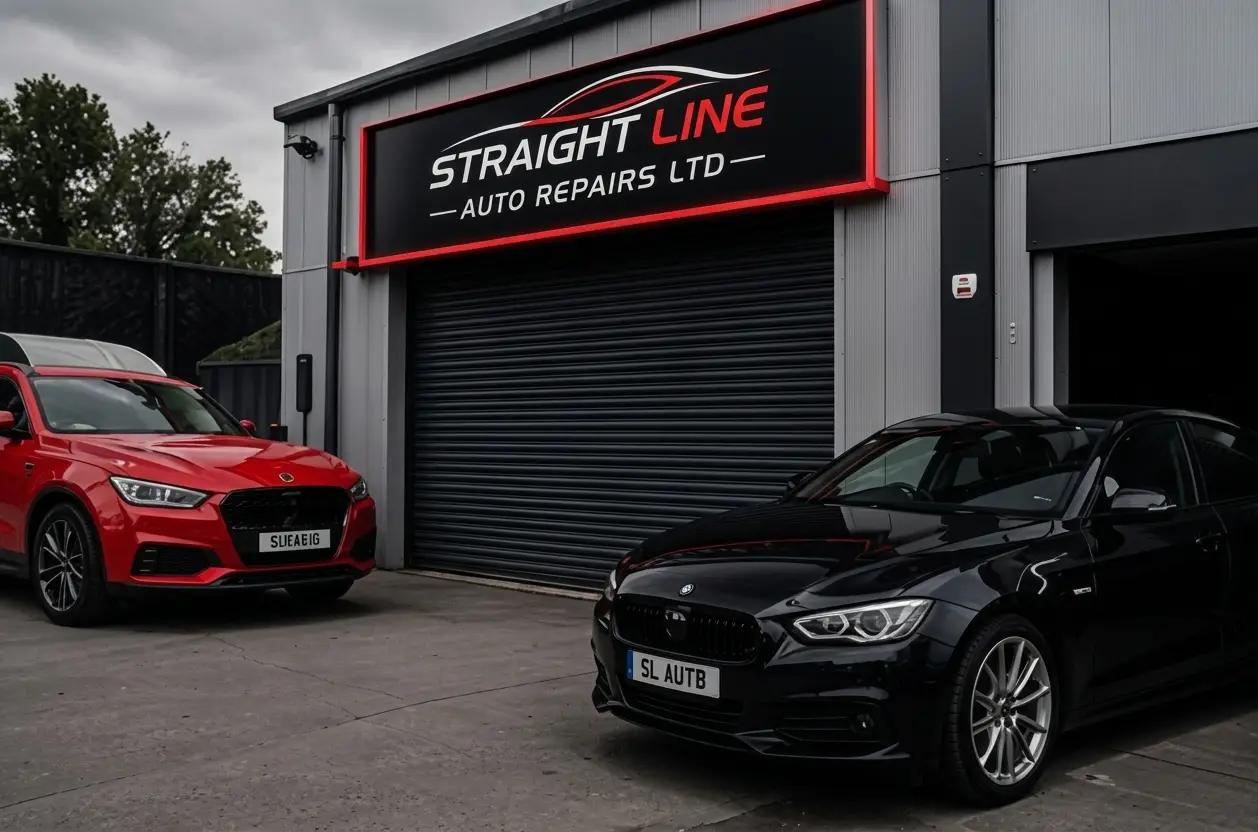 Inside the Straight Line Auto Repairs bodyshop in Harlington